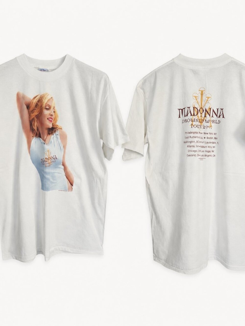 Vintage Madonna Drowned World Tour 2001 concert T-shirt in white XL